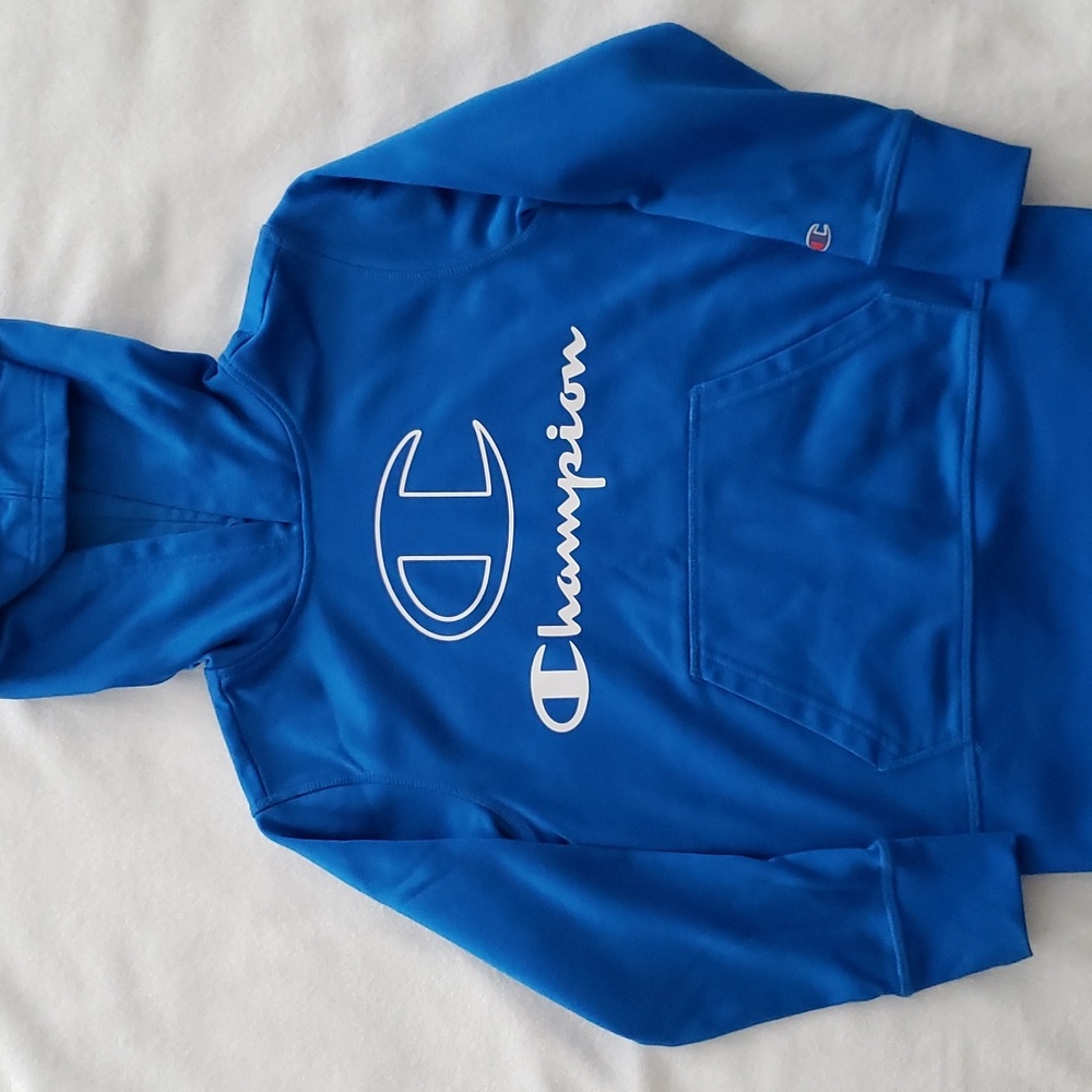 Boys Youth Champion Hooded Sweatshirt Size Small Blue